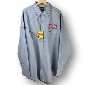 𝅺wrangler Western Cowboy Cut Long-sleeve Pearl Snap Button-down Casual Shirt